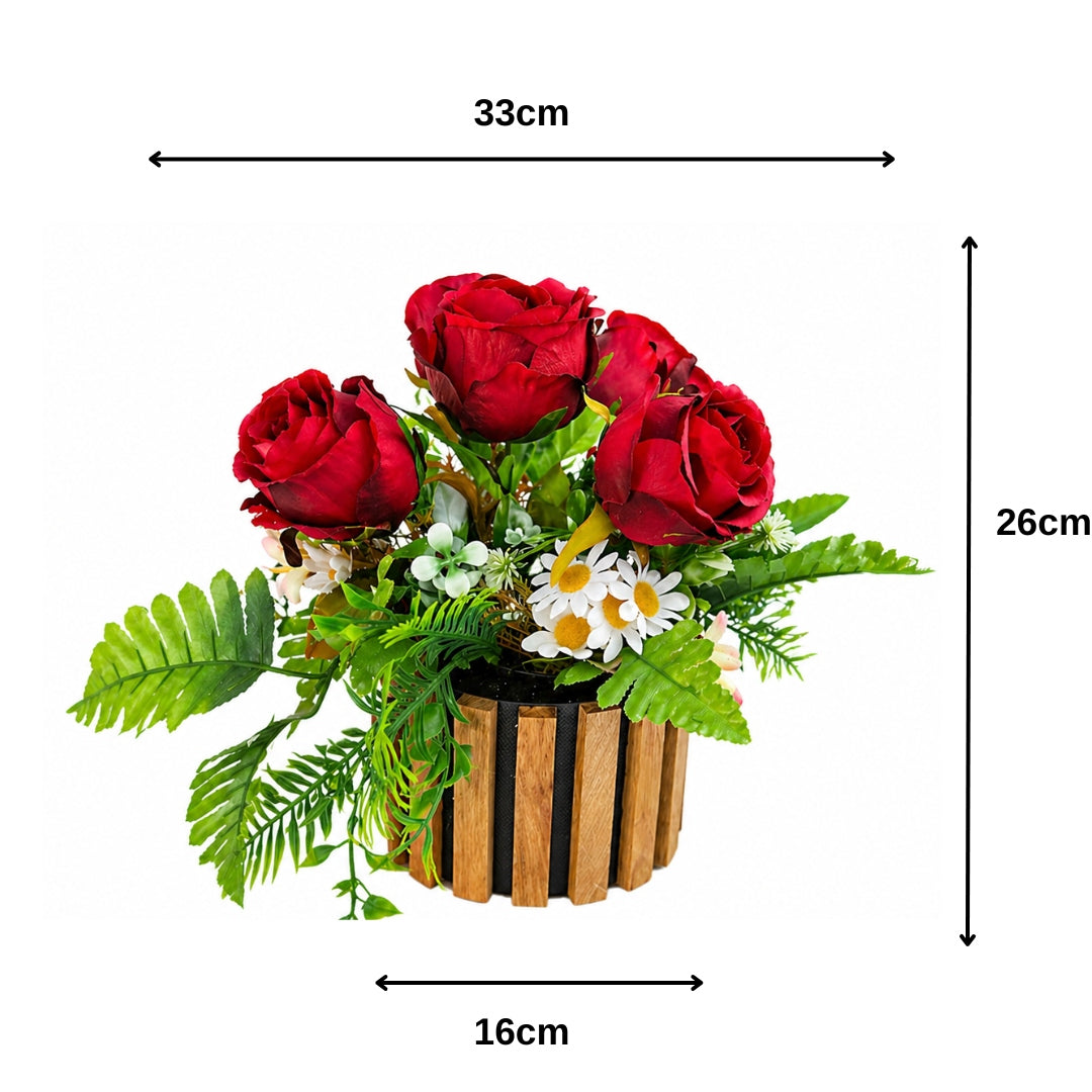 STROIK 26CM NA CMENTARZ KWIATY SZTUCZNE GRÓB BUKIET WIĄZANKA DREWNO